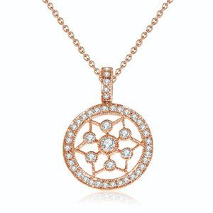 Real Diamond Designer Round Pendant Rose Gold
